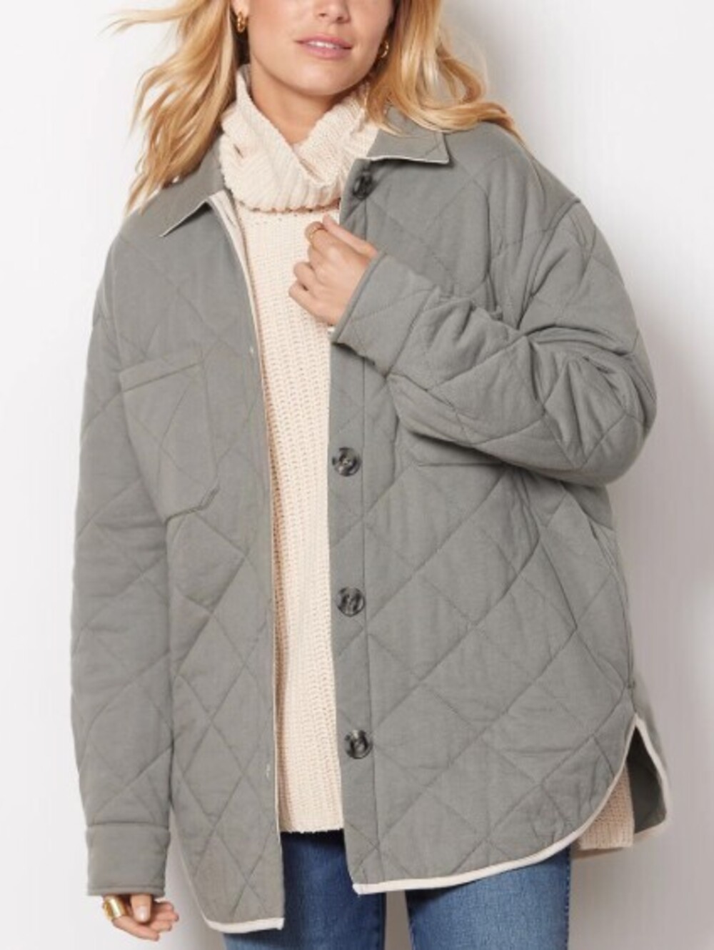 Z Supply Quilted Button Up Shacket - Women's Small